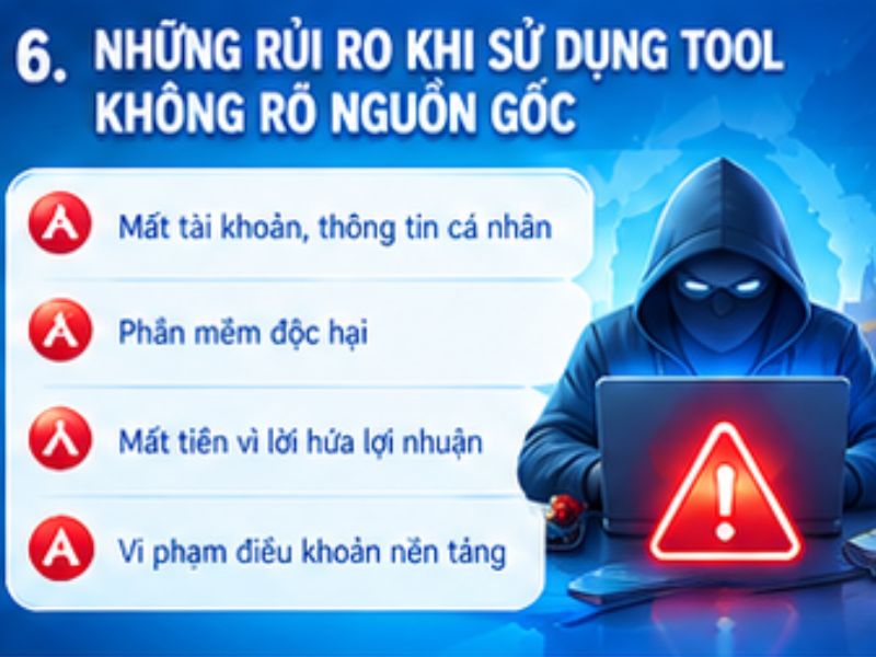 Những rủi ro khi sử dụng tool nổ hũ không rõ nguồn gốc